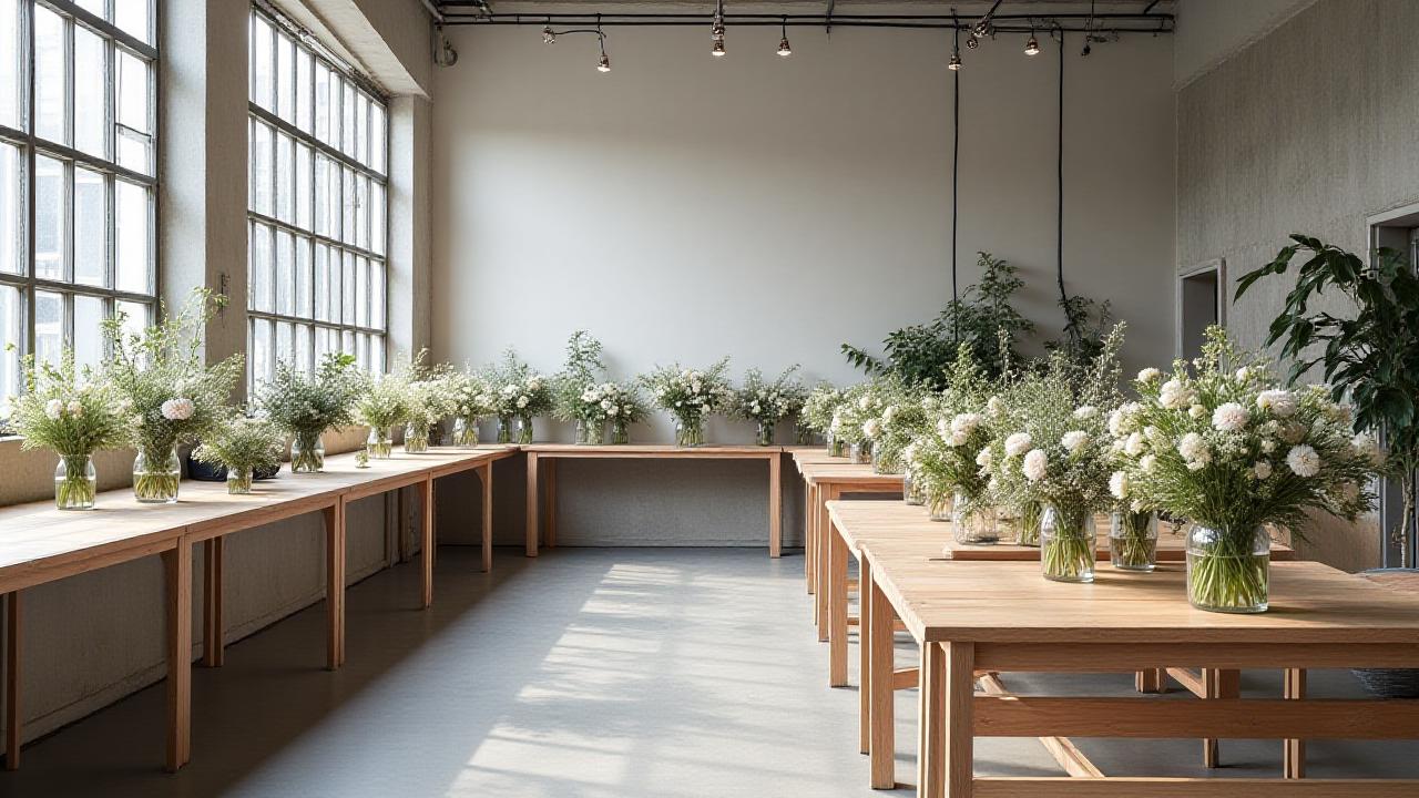Kromblossom lyst og minimalistisk studie i København fyldt med friske blomster